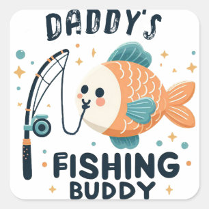 Funny Baby Fish   Daddy's Fishing Buddy Baby Quadratischer Aufkleber