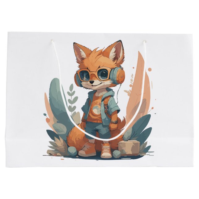 Funny Baby Fuchs Kopfhörer Große Geschenktüte (Rückseite)