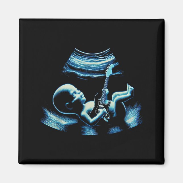 Funny Baby Guitar Player Rock Music Pregnancy Anno Magnet (Vorne)
