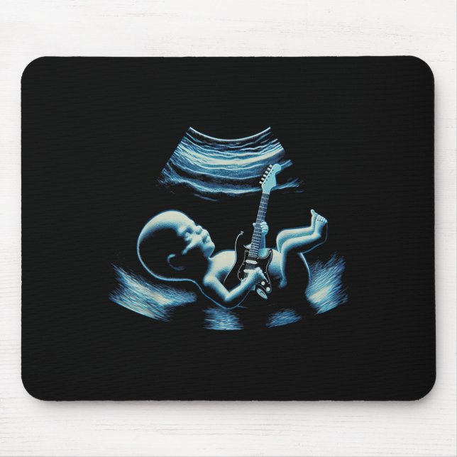 Funny Baby Guitar Player Rock Music Pregnancy Anno Mousepad (Vorne)