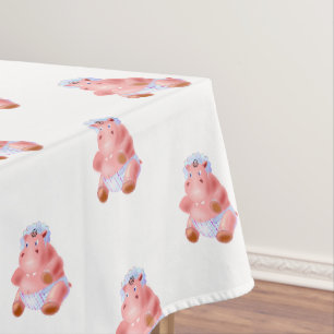 Funny Baby Hippo Tablecloth Tischdecke