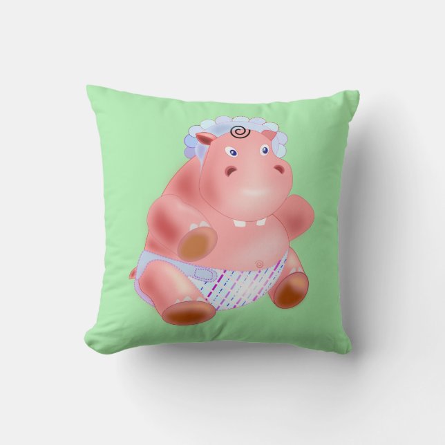 Funny Baby Hippo Throw Kissen (Vorderseite)