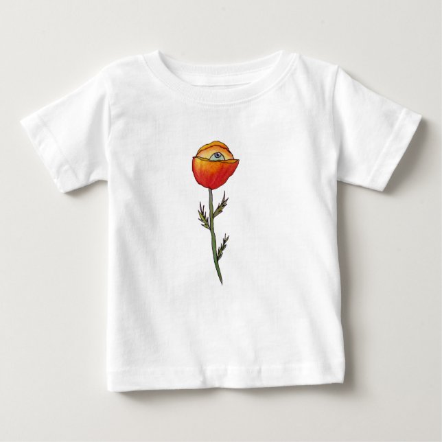 Funny Baby Jersey T - Shirt Poppy Blume Cartoon (Vorderseite)