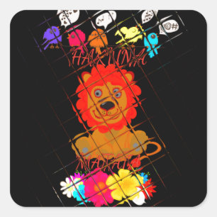 Funny Baby Lion King: Hakuna Matata Art Design Quadratischer Aufkleber