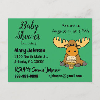 Funny Baby Moose Baby Dusche Einladungspostkarte