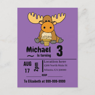 Funny Baby Moose Eis Creme Geburtstagsparty Einladungspostkarte