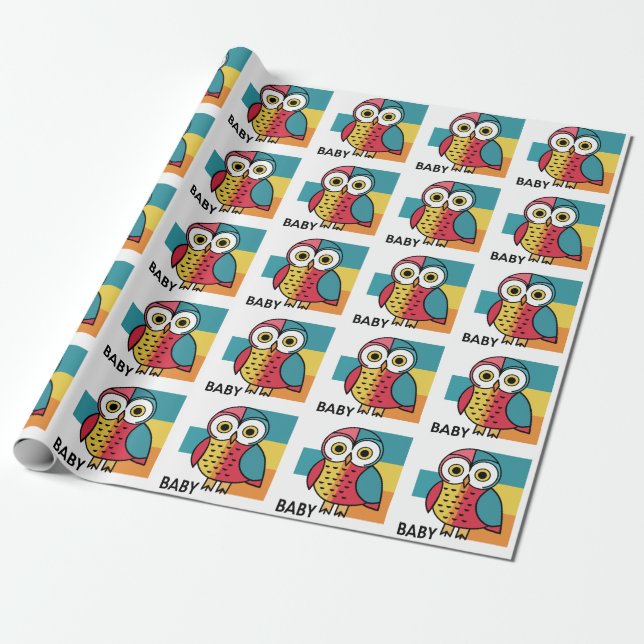 Funny Baby Owl Baby Geschenkwrap Geschenkpapier (Ungerollt)
