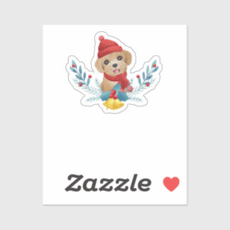 Funny Baby Poodle Dog Weihnachtsgeschenk Aufkleber