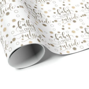 Funny BABY SEINE KOVID AUSSERHALB Typografie Gold Geschenkpapier