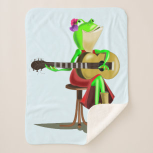 Funny Baby Sherpa Blanket Frosch Gitarre spielen Sherpadecke