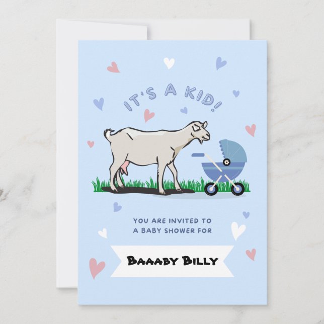 Funny Baby Shower Goat Einladung (Vorderseite)