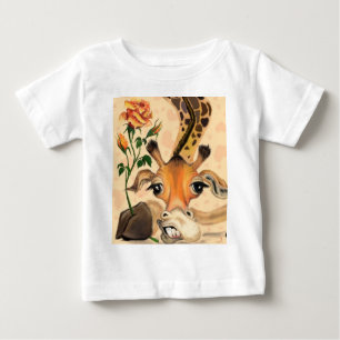 Funny Baby T - Shirt Gentleman Giraffe mit Rose