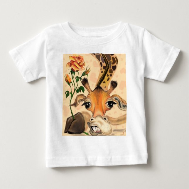 Funny Baby T - Shirt Gentleman Giraffe mit Rose (Vorderseite)