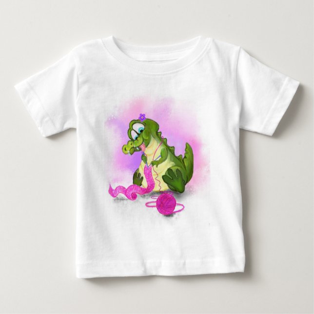 Funny Baby T - Shirt mit Crocodile Stricks Pink Sc (Vorderseite)