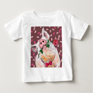 Funny Baby T - Shirt Schweinchen mit Rose