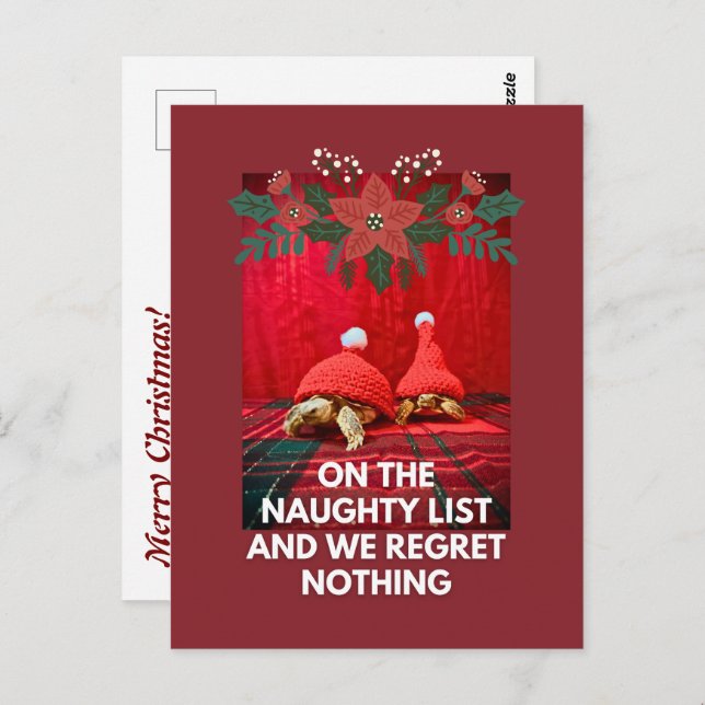 Funny Baby Turtles Best Friends Naughty List Postkarte (Vorne/Hinten)