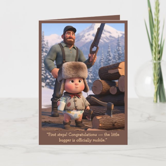 Funny Baby's First Steps Card Karte (Vorderseite)