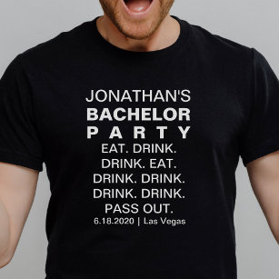 Funny Bachelor Party Eat Drink Pass Custom T-Shirt