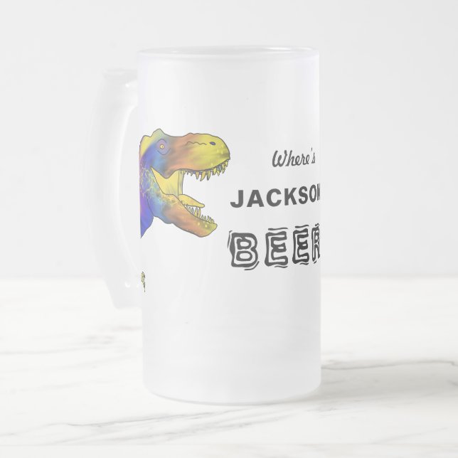 Funny Bachelor Party Zitat T-Rex personalisiert Mattglas Bierglas (Vorderseite Links)