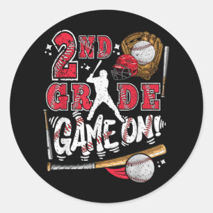 Funny Back to School 2. Klasse Baseball Spiel auf  Runder Aufkleber