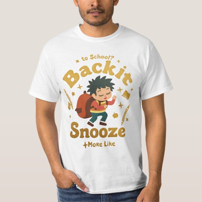 Funny Back to School Cartoon T-Shirt - Student Spa (Vorderseite)