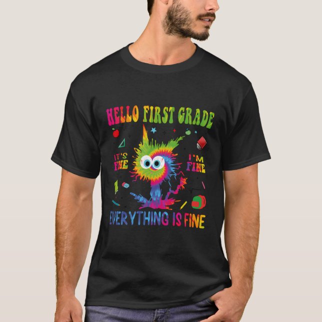 Funny Back to School Hallo 1. erste Klasse Fine Ca T-Shirt (Vorderseite)