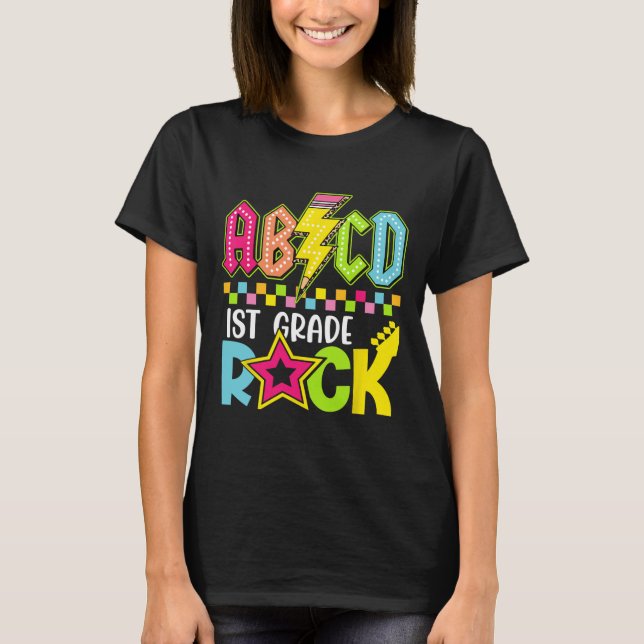 Funny Back To School Lightning Bolt 1st Grade Rock T-Shirt (Vorderseite)
