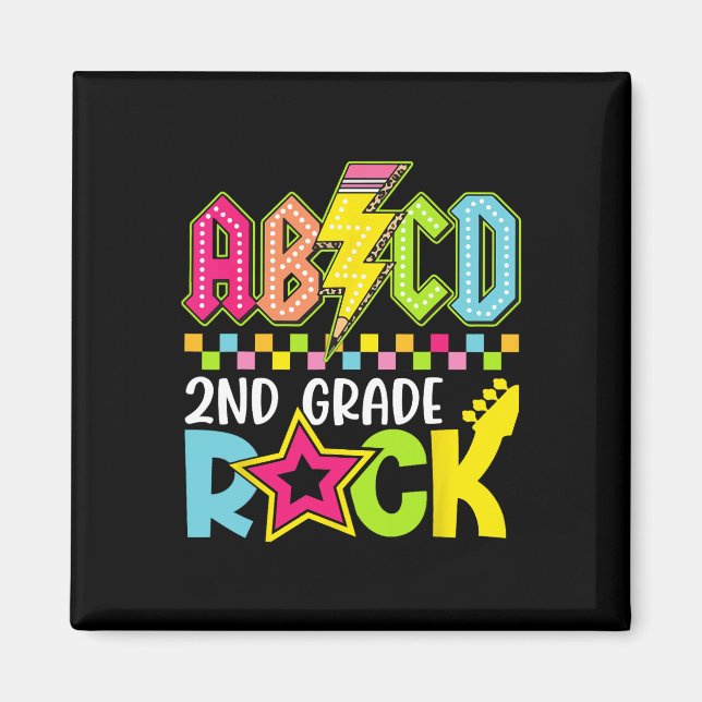 Funny Back To School Lightning Bolt 2nd Grade Rock Magnet (Vorne)