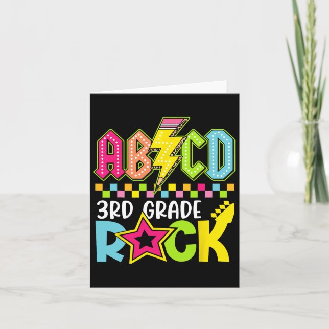 Funny Back to School Lightning Bolt 3. Klasse Rock Karte (Vorderseite)