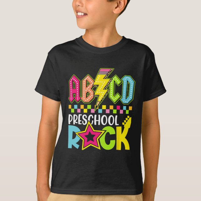 Funny Back To School Lightning Bolt Preschool Rock T-Shirt (Vorderseite)