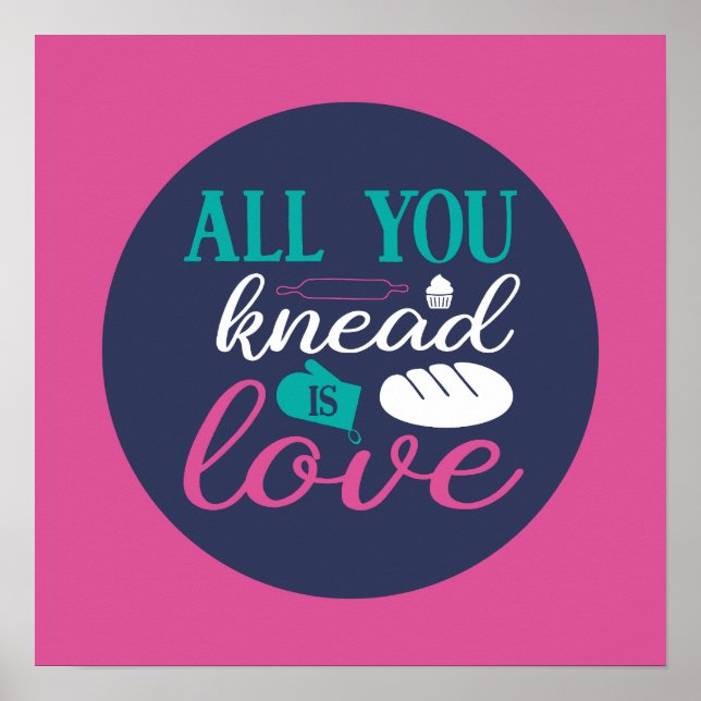 Funny Backknead Liebe Typografie Trendfarbe Poster (Vorne)