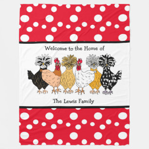Funny Backyard Chickens Polish Hens Polka Dot Fleecedecke