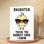Funny Bad Chick Chicken Daughter Geburtstag glückl Dankeskarte<br><div class="desc">Suchen Sie eine einzigartige Möglichkeit, Ihre Liebe und Ihren Spaß Ihrem Kind auszudrücken? Unsere lustige Chicken Grußkarte ist die perfekte Wahl für Ihre Tochter zum Geburtstag! Passen Sie es an, indem Sie Ihre eigene persönliche Nachricht hinzufügen. Im Design ist ein cooles Baby-Kätzchen mit einer Sonnenbrille und einem roten Herz dabei....</div>