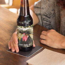 Funny Bad Hair Day Chicken Bierflaschenetikett