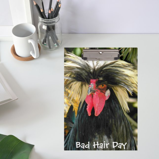 Funny Bad Hair Day Chicken Meme Klemmbrett (In Situ)