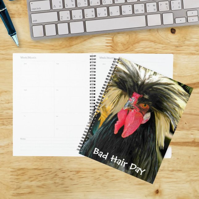 Funny Bad Hair Day Chicken Meme Planer (In Situ)