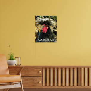 Funny Bad Hair Day Chicken Meme Poster