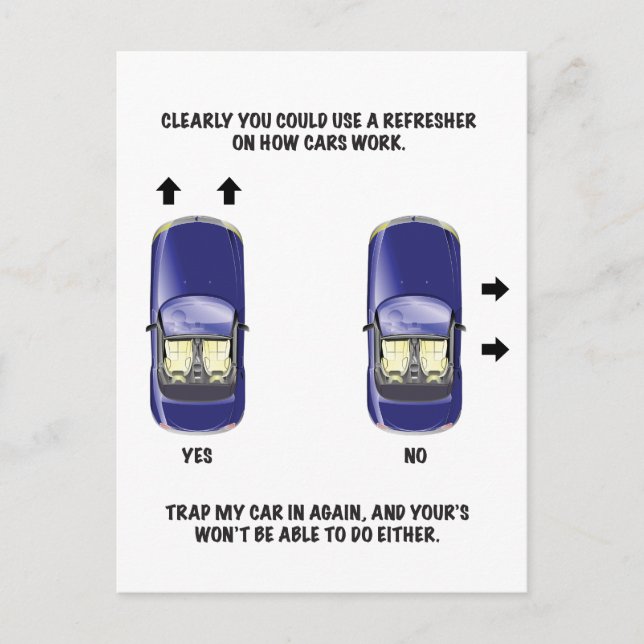 Funny Bad Parking Hinweis Postkarte (Vorderseite)