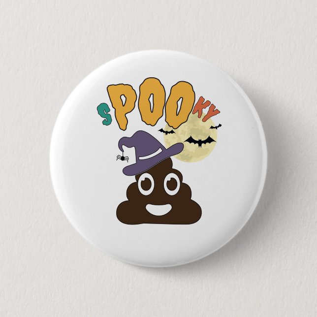 Funny Bad Spaß Halloween Spooky Poo Design Button (Vorderseite)