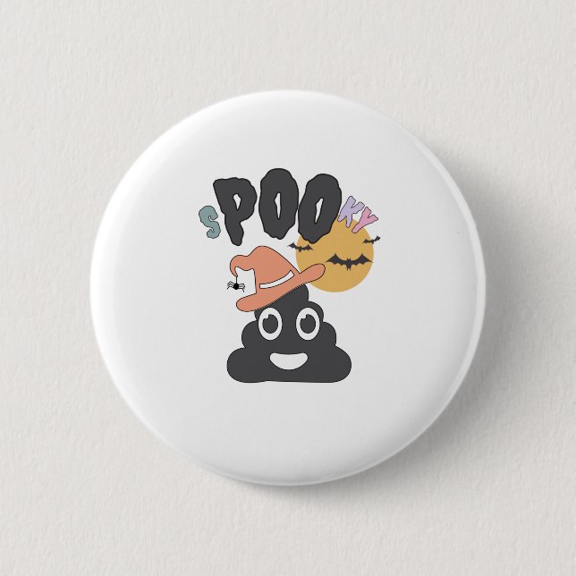 Funny Bad Spaß Halloween Spooky Poo Design Button (Vorderseite)