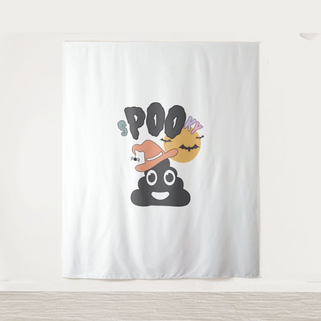 Funny Bad Spaß Halloween Spooky Poo Design Wandteppich (Vorderseite)