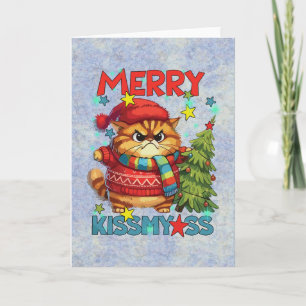 Funny bad temperament Weihnachtskatze Karte