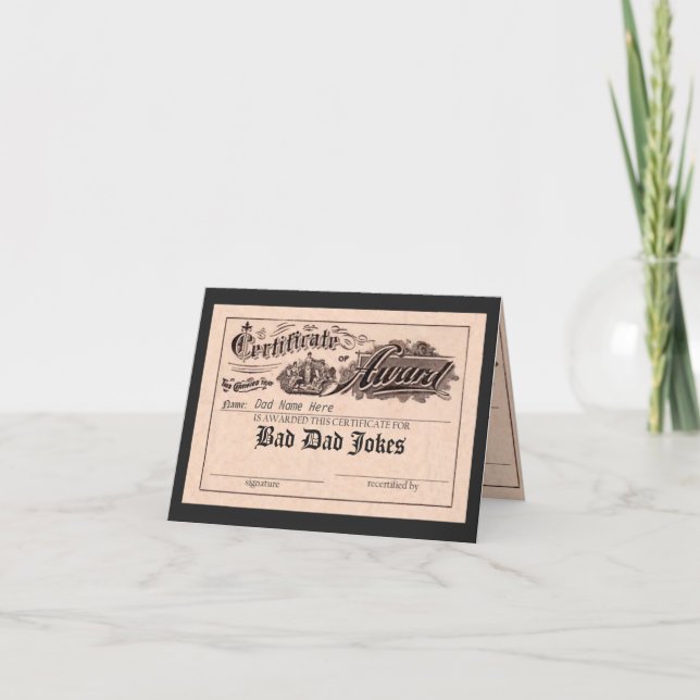 Funny Bad Vater Jokes Award Karte (Vorderseite)