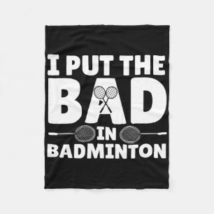 Funny Badminton Art for Men Women Shuttle Sport Pl Fleecedecke