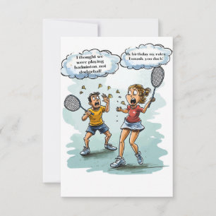 Funny Badminton Birthday Card