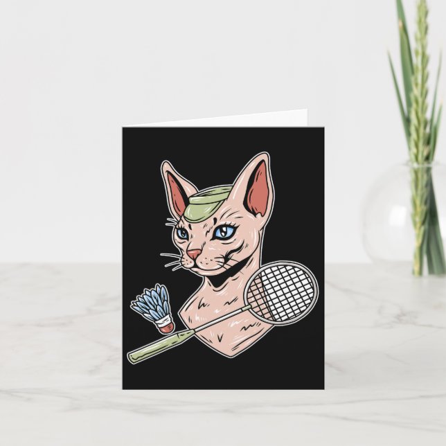 Funny Badminton Devon Rex Cat Shuttle Karte (Vorderseite)