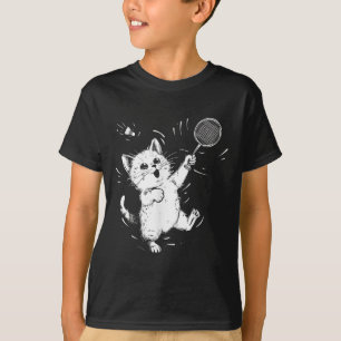 Funny Badminton Niedlich Cat Badminton Player Shut T-Shirt