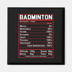 Funny Badminton Nutrition Facts Shuttle Magnet