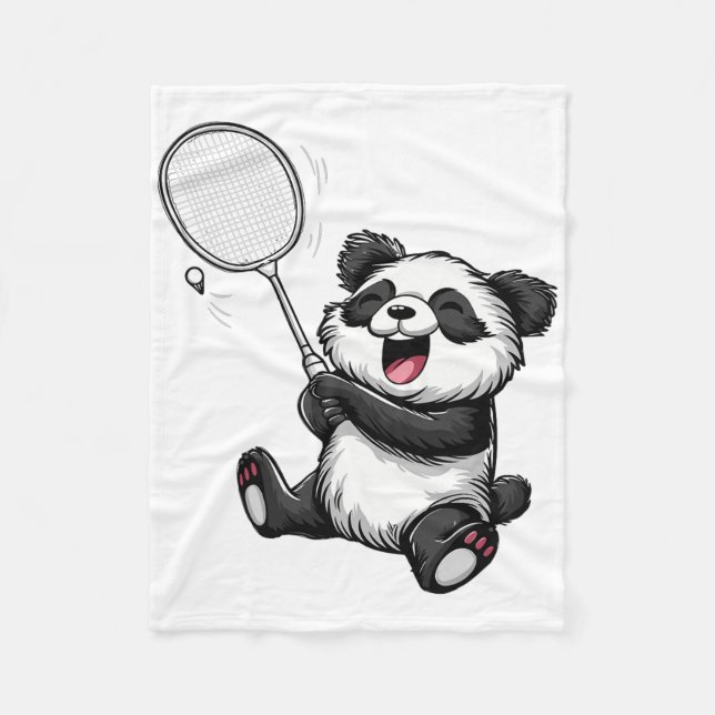 Funny Badminton Panda Badminton Player Shuttle Rac Fleecedecke (Vorderseite)