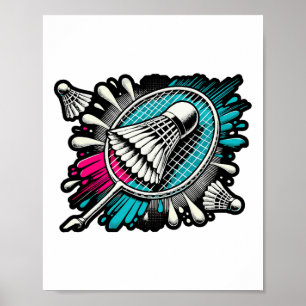 Funny Badminton Player Liebe Shuttle Design 17 Poster